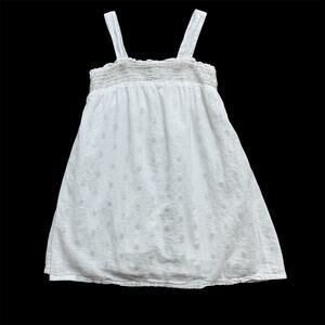 Girls XS 5 Old Navy White Silver Beaded Lined Summer Sundress Beach Pictures